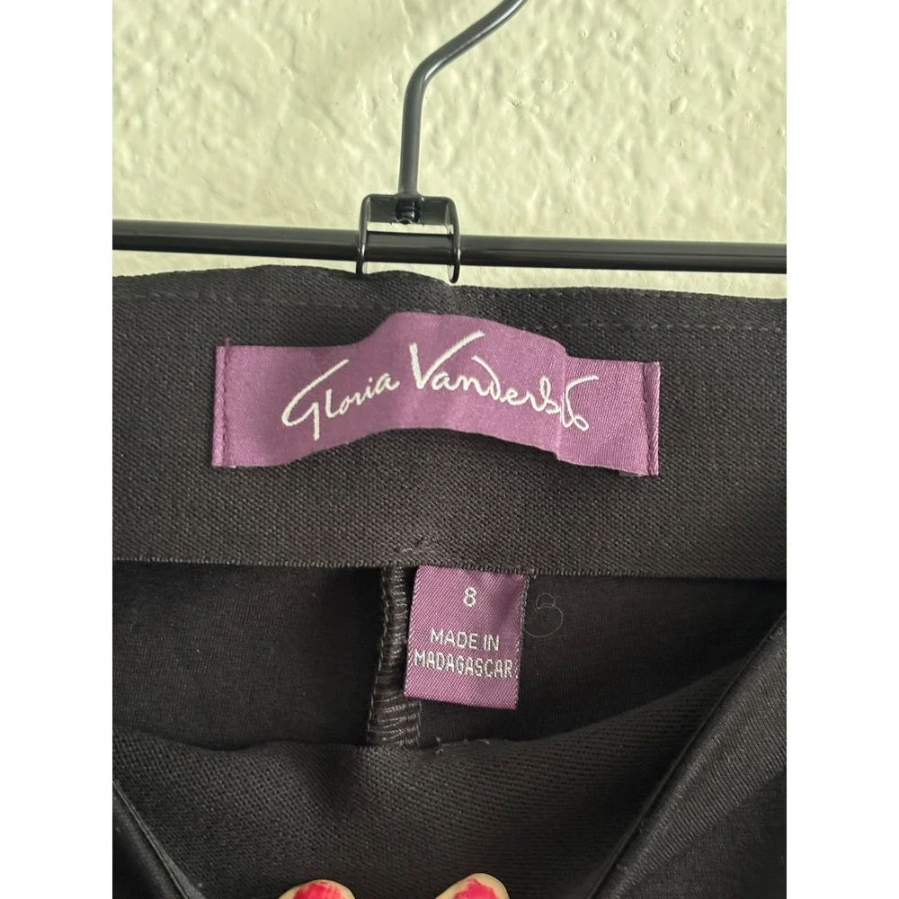 Gloria Vanderbilt Dress Pants 8 Excellent Black Seamed Flare Pull On Stretch
